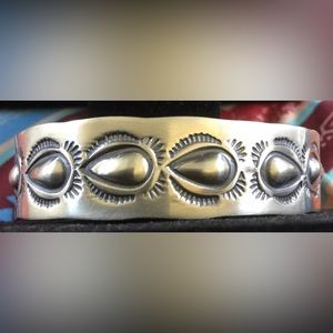 Navajo Sterling Silver Stamped Cuff Vintage